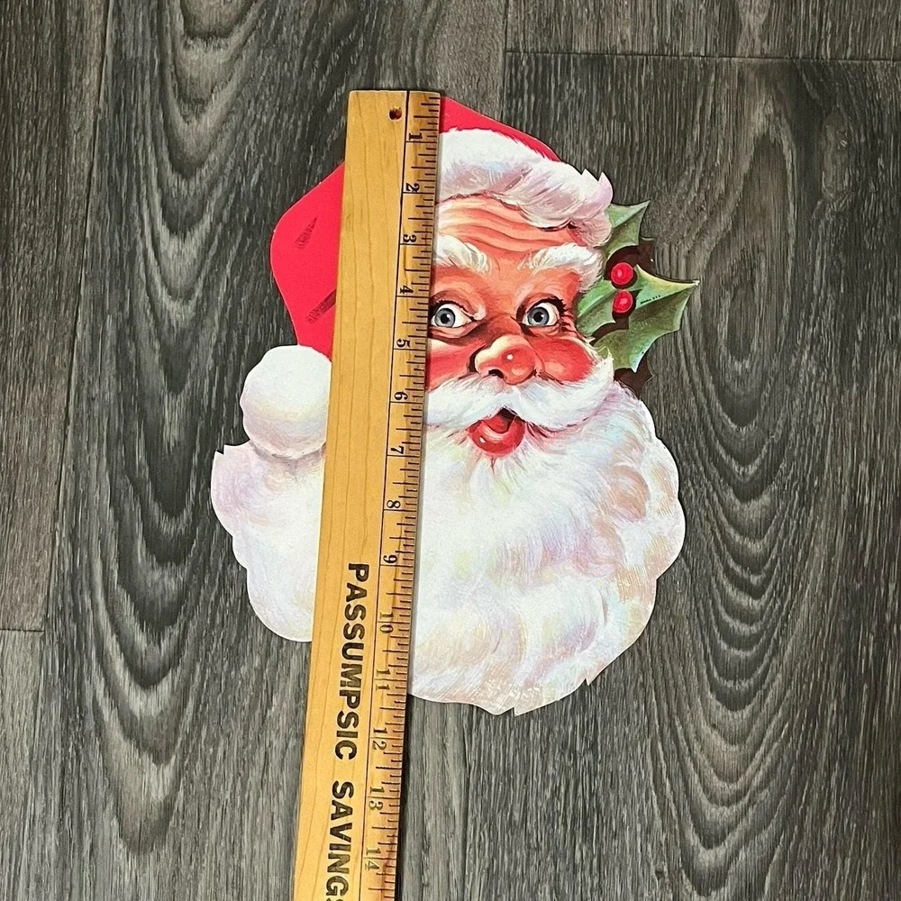 Vintage Lot Of 4 Eureka Santa Claus Die Cut Cardboard Window Wall Decor USA